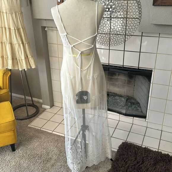 The bikini lab maxi sheer lace swimsuit coverup dress blend boho one size - Picture 7 of 8